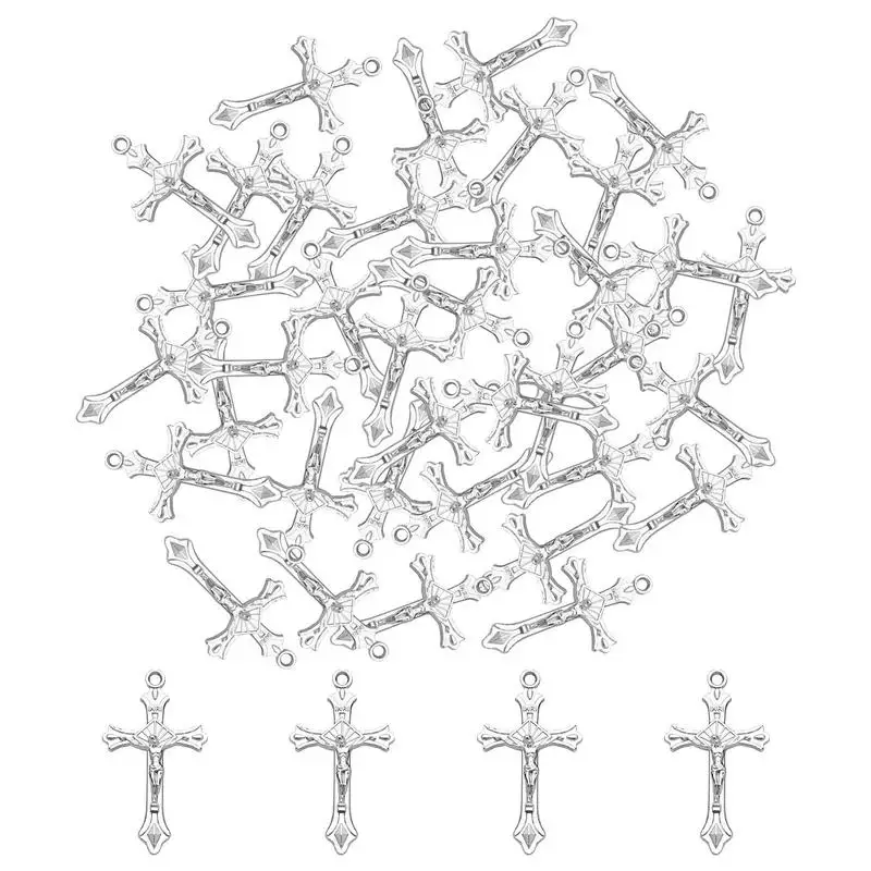 

Cross Pendants Beads 50Pcs Metal Cross Jewelry Pendant Cross Charm Pendant Jewelry Findings For DIY Craft Gift Keychain Necklace