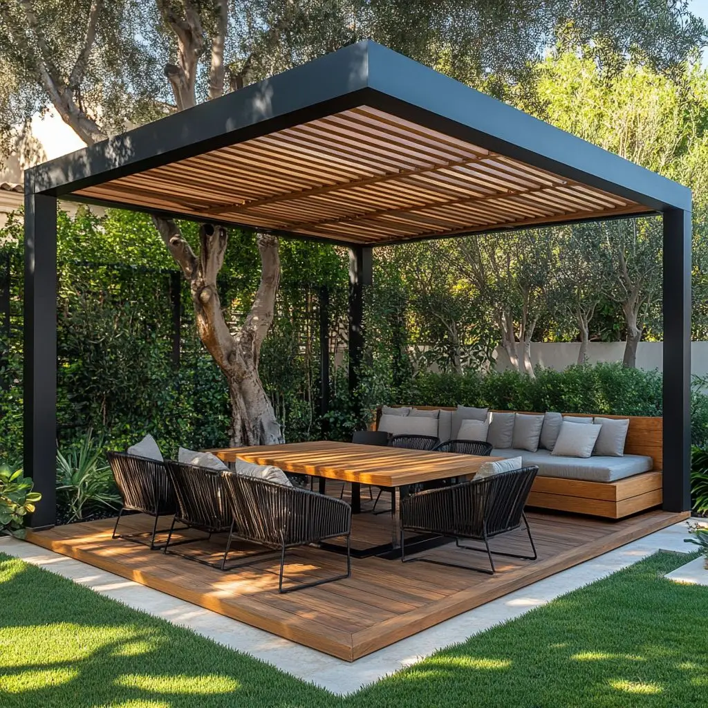 Modern Outdoor Aluminum Louvered Pergola – Electric Sunroof 1