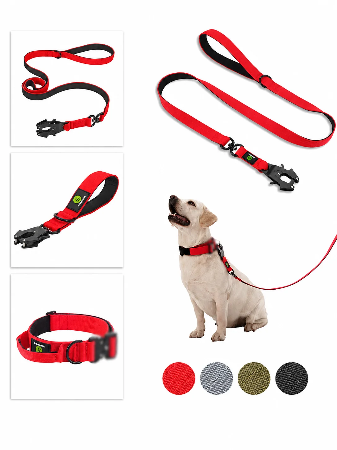 Quick Release Militär Verkehr Große Heavy Duty Nylon Gehen Starke Hund Griff Taktische Ausbildung Blei Strap Tsug Halsband Se