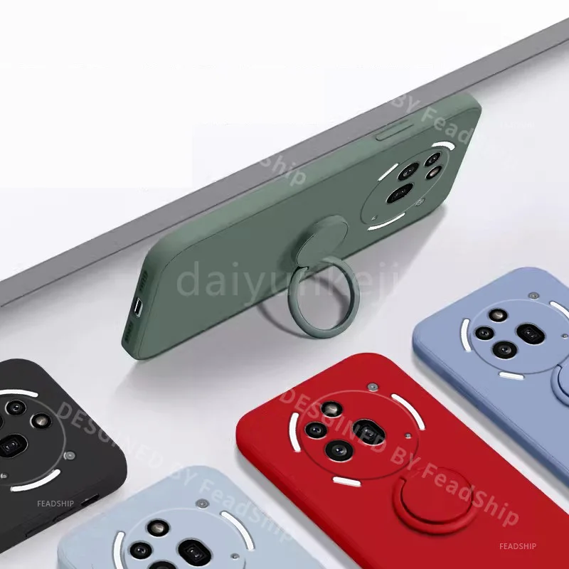 Liquid Silicone Phone Case with Holder Bracket and Screen Film - Protective Soft Cover