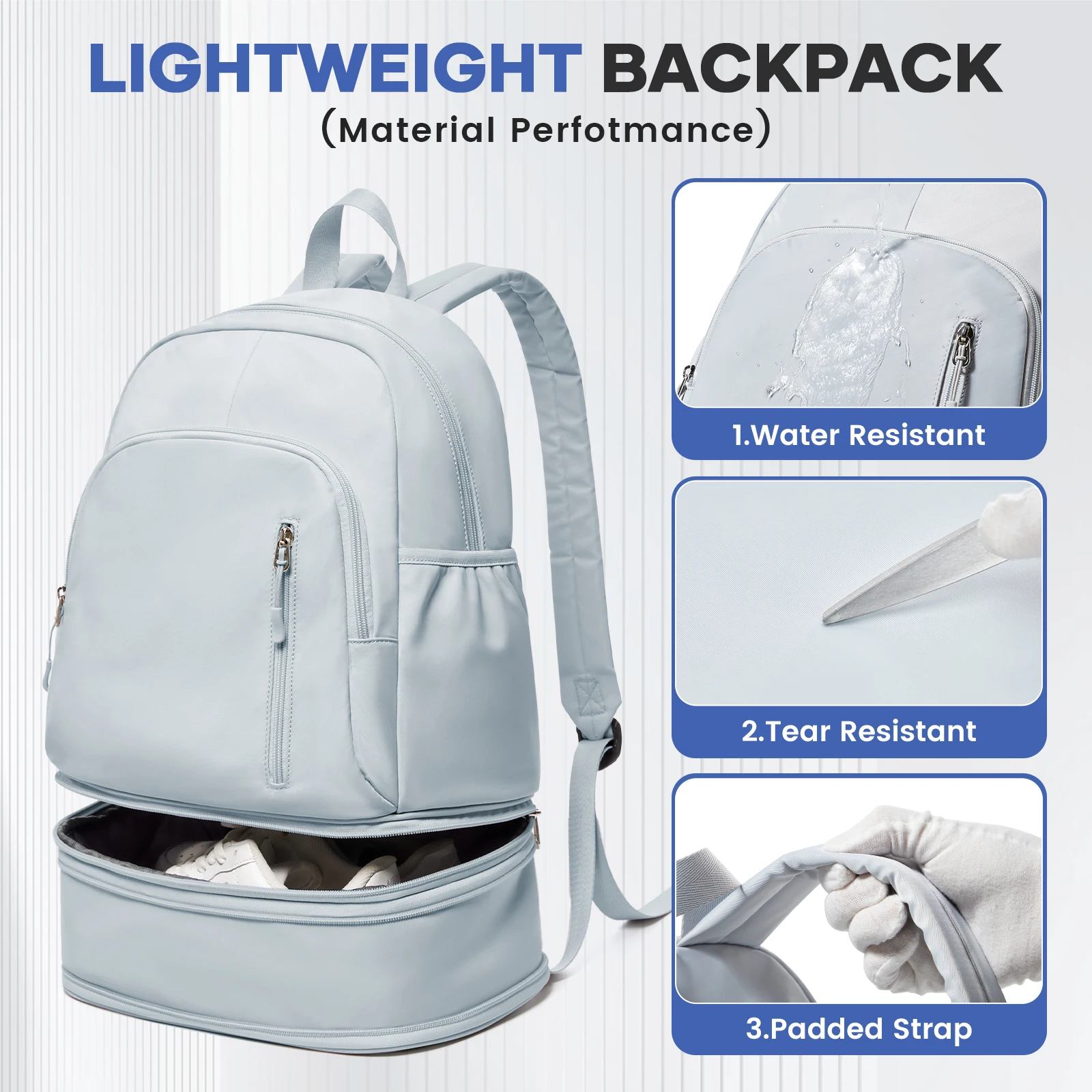 Women's Bag Gym Sports Backpack with Shoe Box, Laptop Travel Backpack, Swimming Fitness Bag, Yoga Bag Casual Overnight Backpack