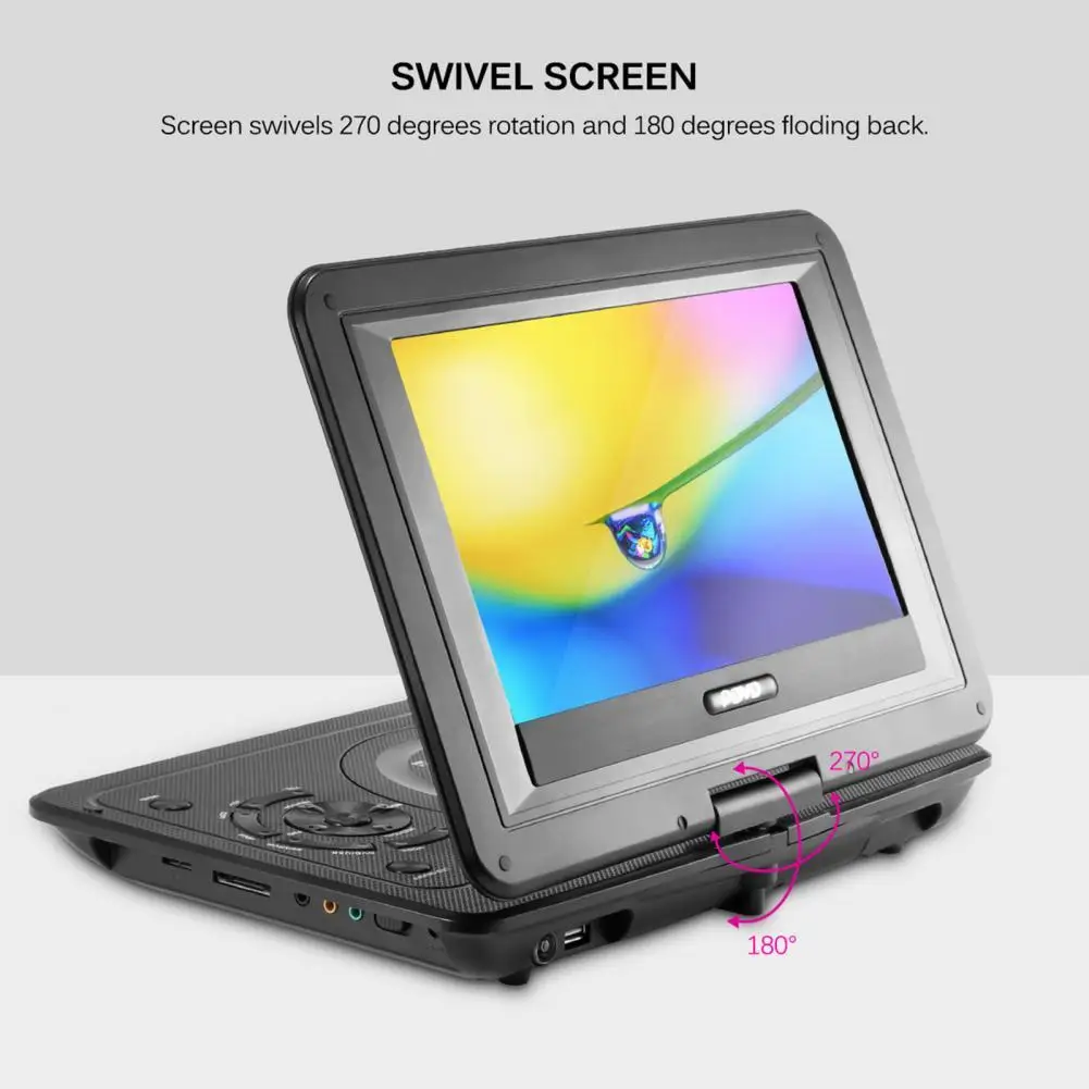 DVD Player 13.9 Inches Portable DVD Player Region-free EVD Player USB Port 270 Degree Rotation Swivel Screen EVD Lecteur DVD