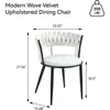 Velvet Dining Chairs Set of 2, Modern Upholstered Woven Dining Chairs with Curved Backrest,  Dining Room Accent Chairs 5