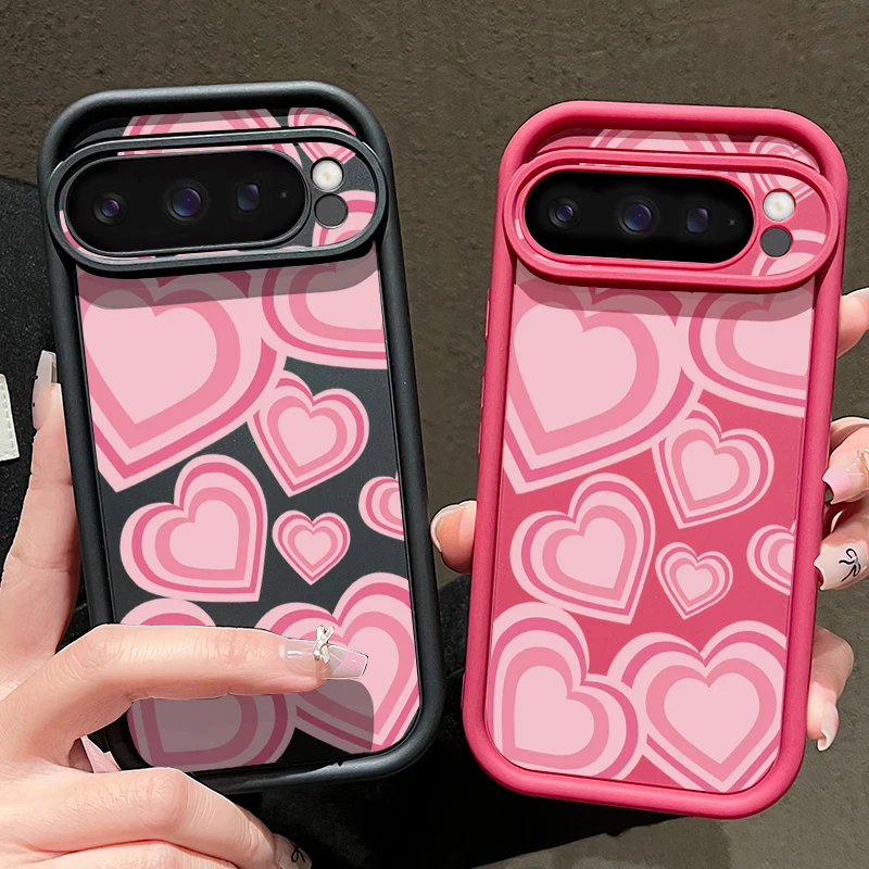 Pink Heart-Shaped Pattern Shockproof Soft Phone Case