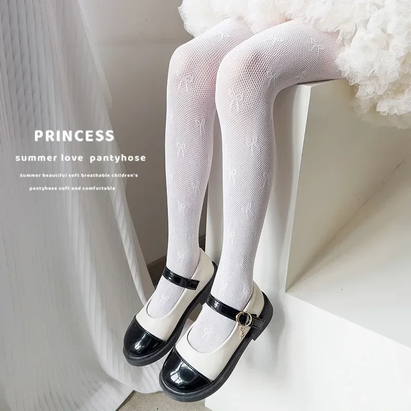 1 Piece Summer Cute Kids Tight for Girl Korean Fashion Lace Bow Pantyhose Thin Fishnet Mesh Legging Stocking Sock School Sock