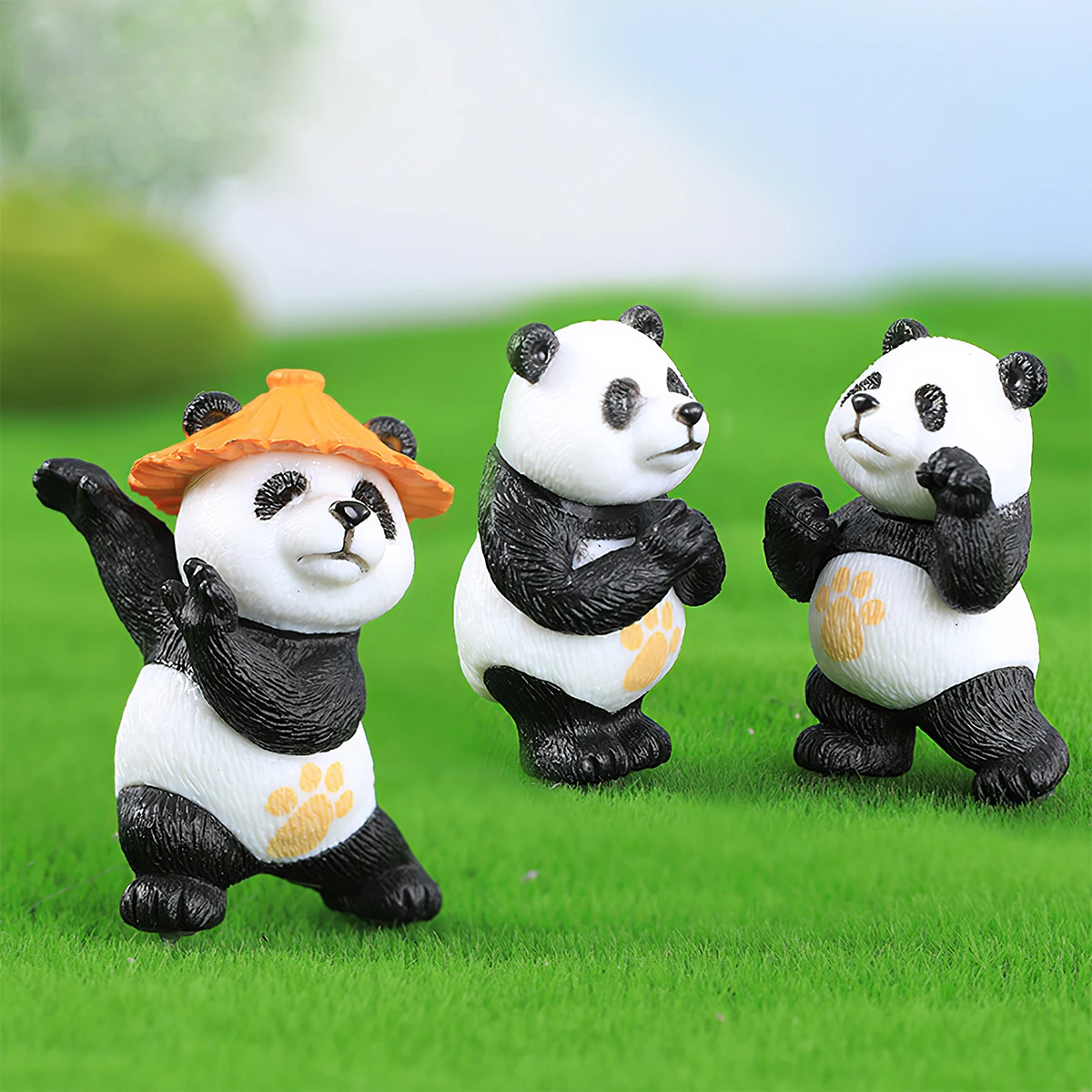 4 pieces, mini practice panda garden potted plant decoration, potted micro-landscape panda accessories