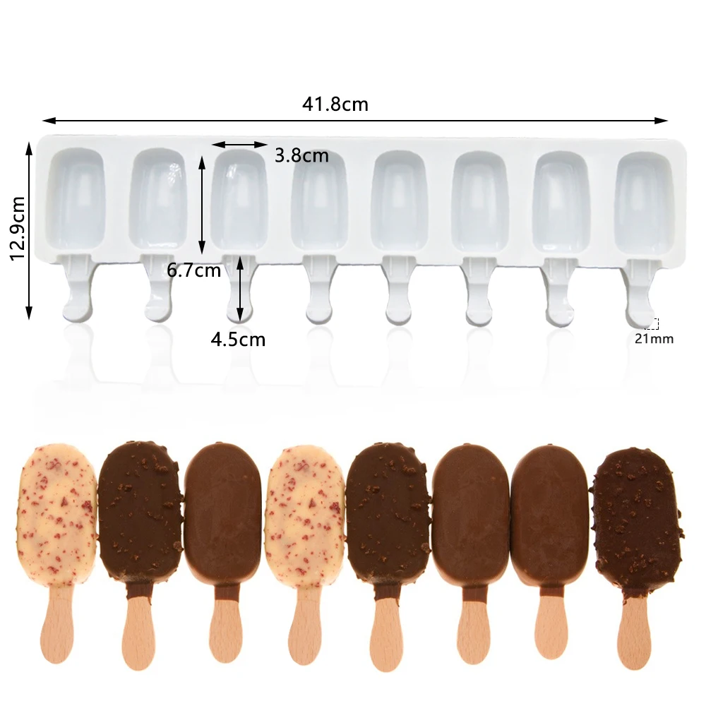 

8 Hole Silicone Ice Cream Mold Magnum Silicone Mold DIY Fruit Juice Ice Pop Cube Maker Ice Tray Popsicle Mould Kitchen Gadgets