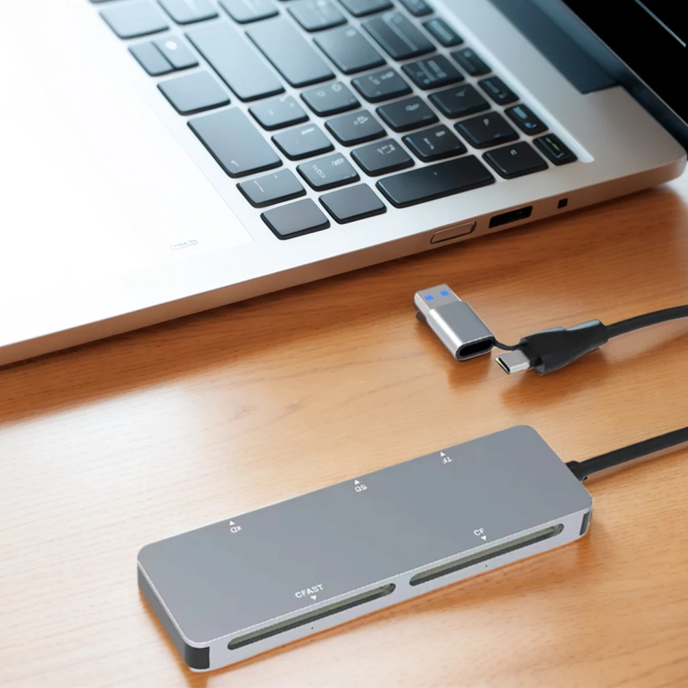 PC 노트북 액세서리용 멀티 카드 리더 어댑터, 메모리 카드 어댑터, C타입, USB A, 5Gbps CFast, XD, CF, SD, TF 리더, 5 in 1