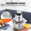 VEVOR Food Processor Electric Meat Grinder with 4-Wing Stainless Steel Blades8 Cup Stainless Steel Bowl for Baby Food 5