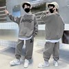 Autumn Children Boy Clothes Set Teenage Sweatshirts Pullover Top And Pants 2 Pieces Suit Fashion Letter Printed Tracksuits 4
