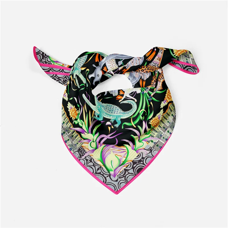 53 cm Elefant Giraffe Zebra Quadrat Schal Marke Design Pferd Luxus Seide Frauen Schal Bandana Stirnband Mode Hijab Halstuch – Detail 12