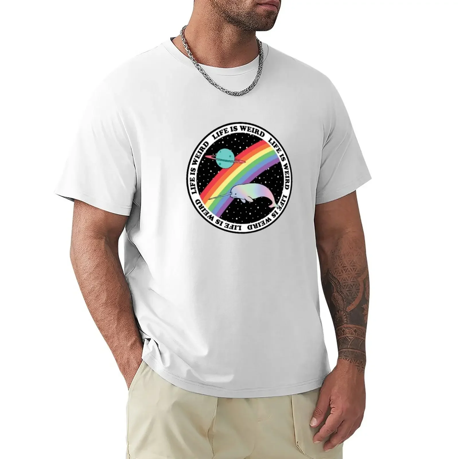 Life Is Strange-Narwhal Rainbow In Space T-Shirt Summer Top Top Magliette Oversize Magliette Grandi E Alte Da Uomo