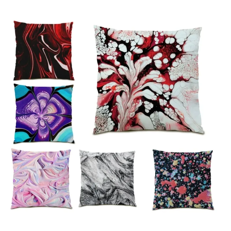 

Oil Painting Cushion Cover Abstract Luxury Home Decor 45x45 cm Art Print Pillow Cover Painting Sofa Vintage Geometric F1257