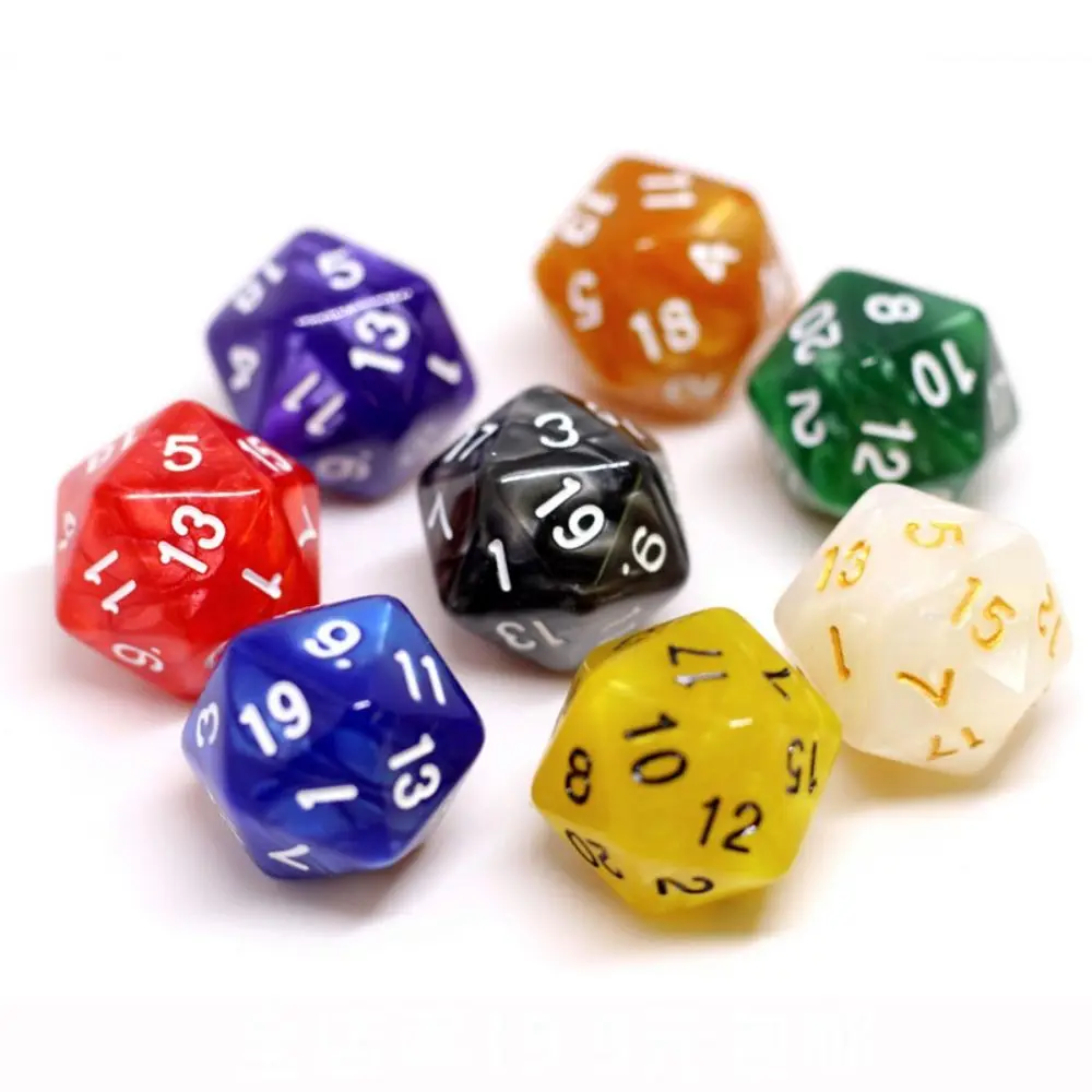 10Pcs/set D20 Colored DND Dice Durable Party Game Table Game Game Dice Acrylic 20-sided Polyhedral Dice TRPG DND 7pcs set double colors dnd dice 7 die table game d4 d6 d8 d10 d12 d20 polyhedral dice party game acrylic game dice trpg dnd