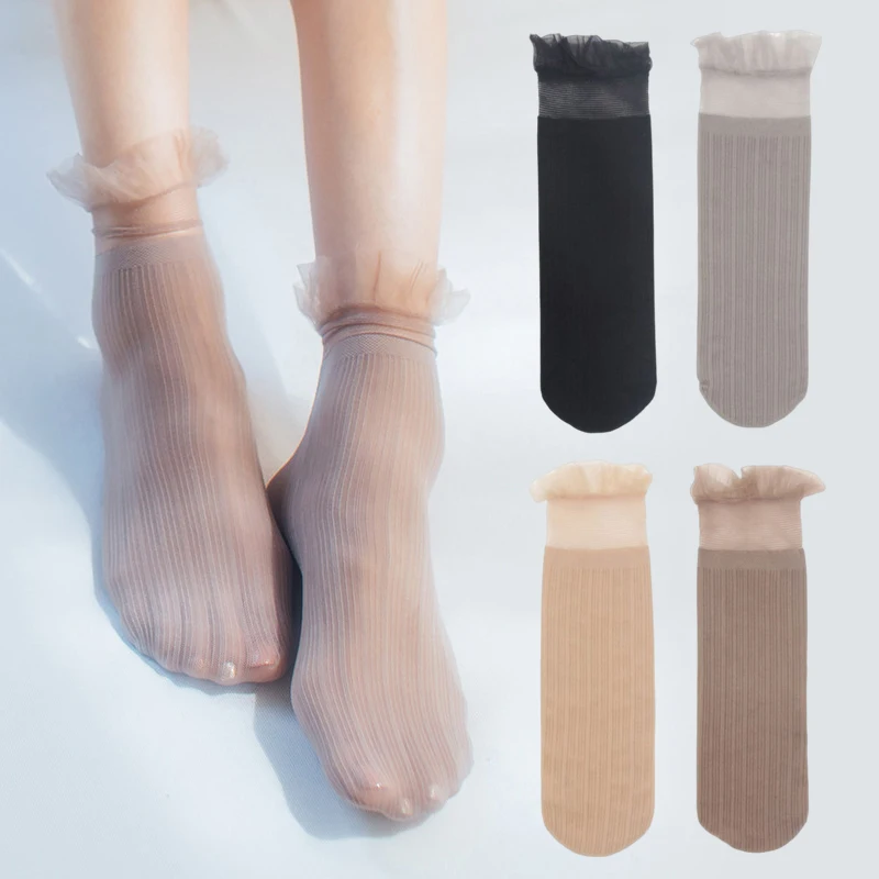 

Silk Stockings, Women's Summer Princess Stockings, Crystal Stockings, Mesh Pile Stockings, Thin Lace Mid Tube Stockings