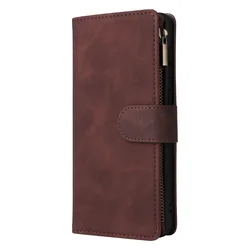 Luxury Zipper Leather Wallet Case - Galaxy A70 (A70s) (Coffee)