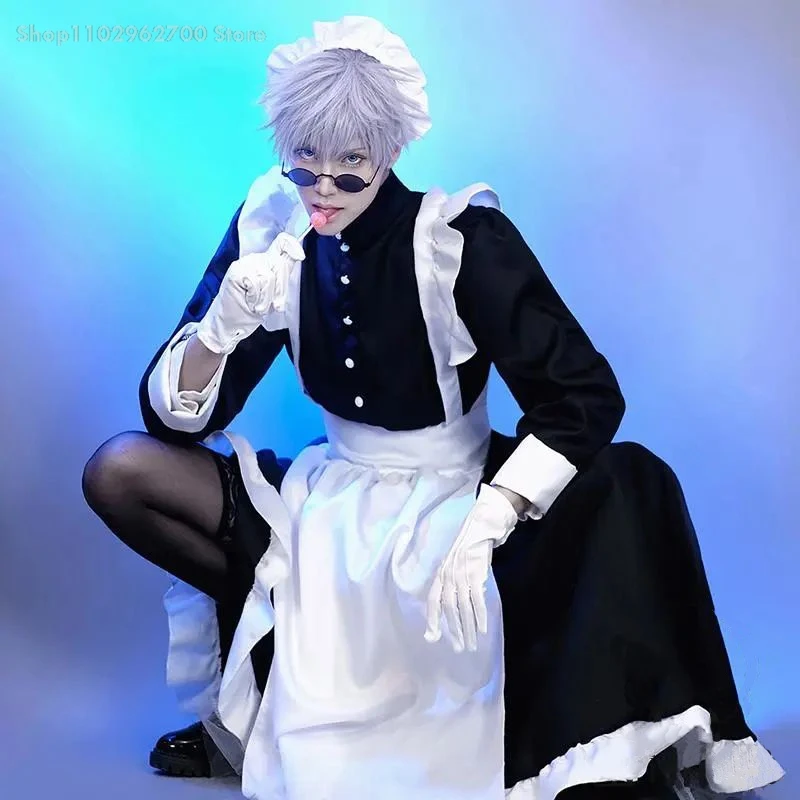 

Jujutsu Kaisen Gojo Satoru Maid Outfit Long Dress Apron Dress Lolita Suit Men Clothes Unisex Cafe Costume Cosplay Anime Cosplay