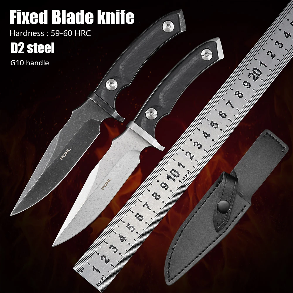 D2 Steel Self Defense Camping Utility Knives Tactical Survival Hunting