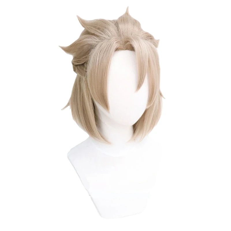 High Quality Game Genshin Impact Albedo Cosplay Wig Short Linen Braided Heat Resistant Synthetic Hair Anime Wigs + Wig Cap
