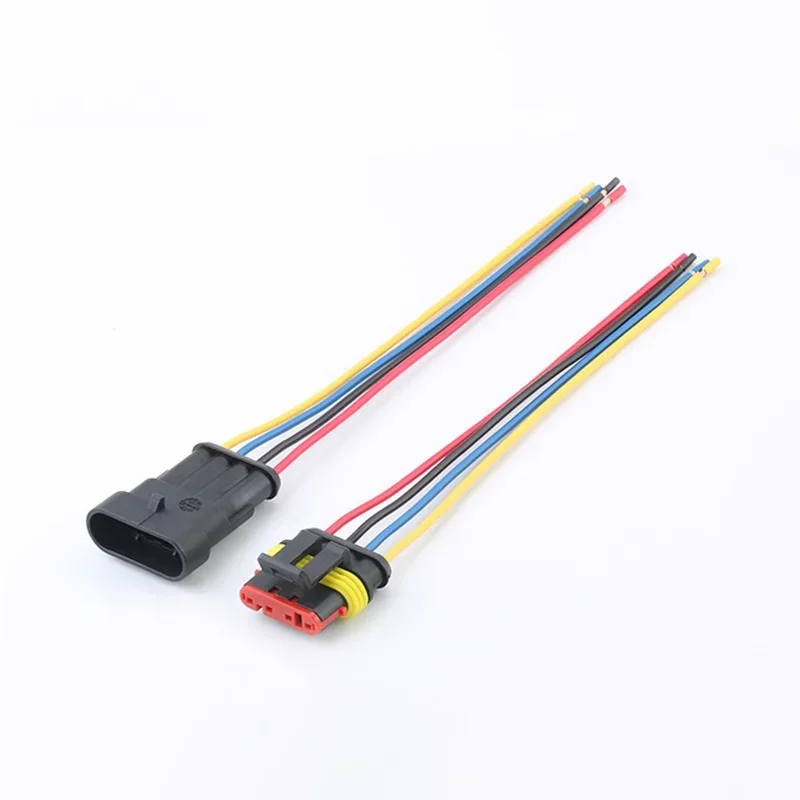 Car Motorcycle 5Sets AMP Waterproof Electrical Auto Connector Male Female Plug with Wire Cable harness 1P 2P 3P 4P 5P 6P Way