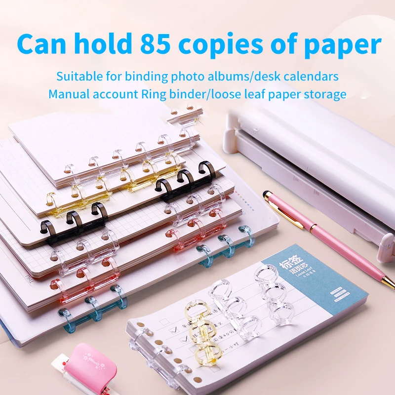 2Pcs Mini Loose Leaf Binder Clips 3 Rings Binding Ring Plastic Binder for Handmade Diary Book Scrapbook Note Book kawaii transparent cover notebook mini journal 3 rings loose leaf note block pvc clear cover diary small size notepad 2pcs