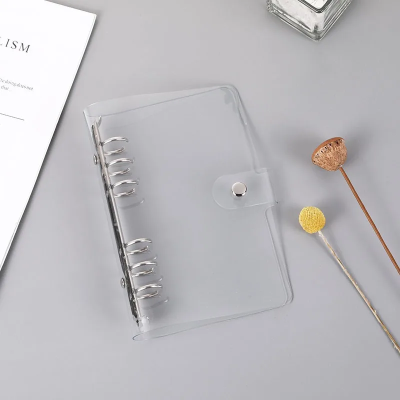 Transparent 6-Ring Binder Notebook Cover for Office and Planner Supplies