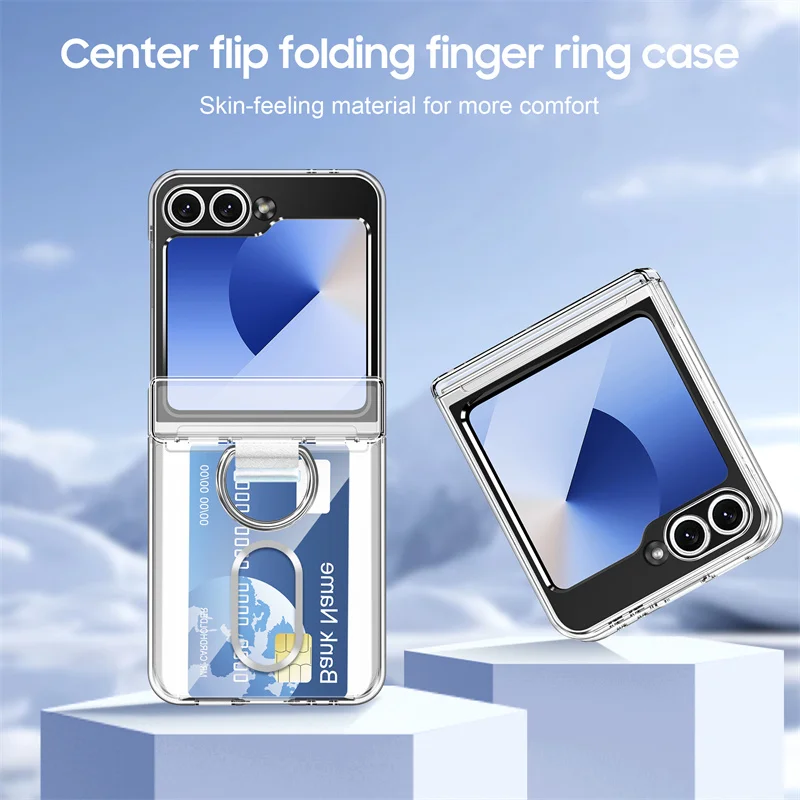 Premium Shockproof Credit Card Holder Phone Case with Ring Grip Hinge Protection - Durable Hard PC Cover