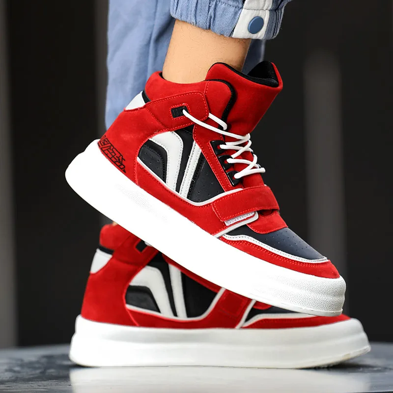 Red Winter Mens High-top Sneakers Fashion Sports Skateboard Shoes Men Comfortable Platform Designer Shoes Man zapatillas hombre