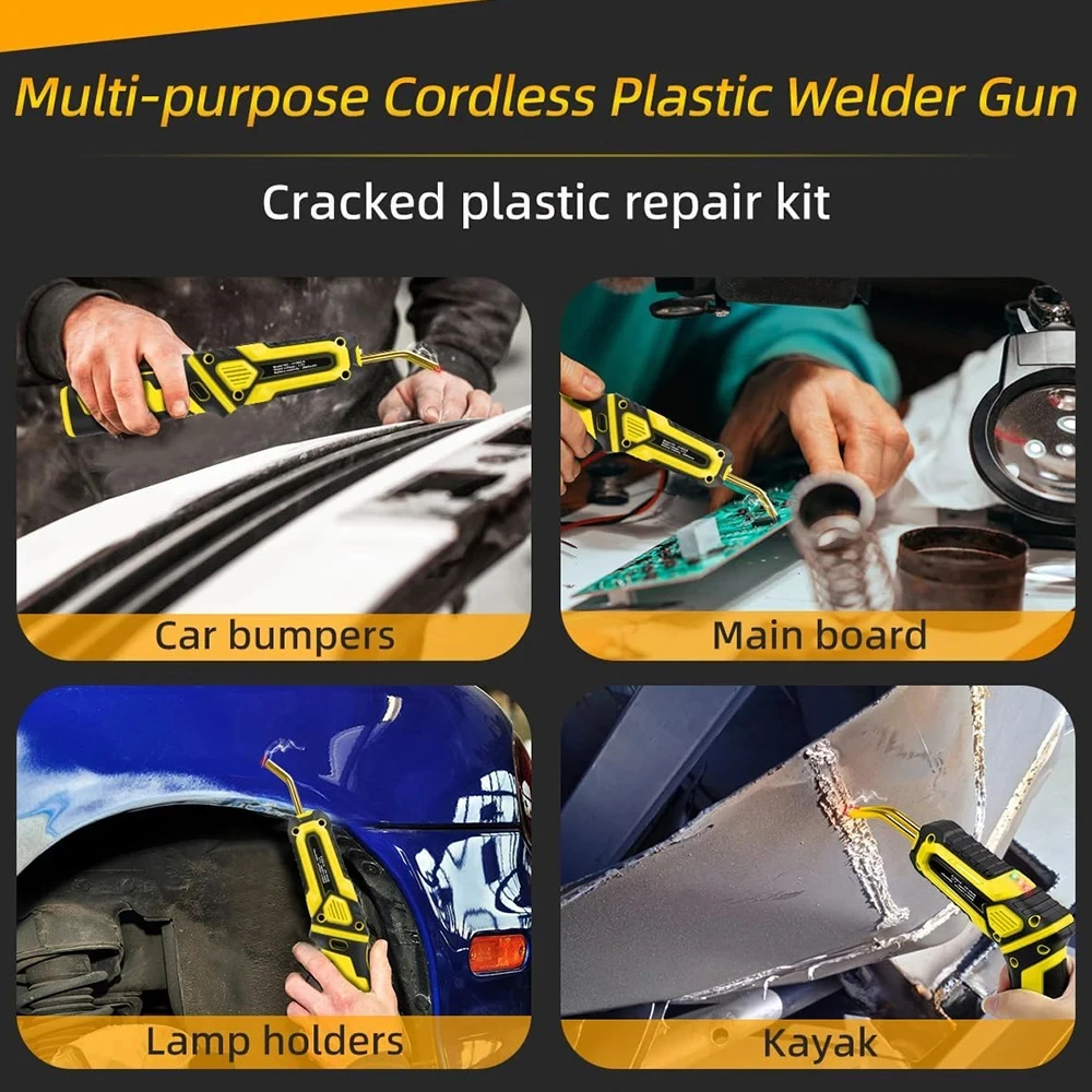 Cordless Plastic Welder Gun with 400PCS Hot Staples 2 in 1 Foldable Car Bumper Crack Repair Welding Gun USB Rechargable 6