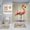 Home shower curtains bathroom Decora waterproof fabric non-slip bath mat water absorption curtain Modern aminal flamingos 3