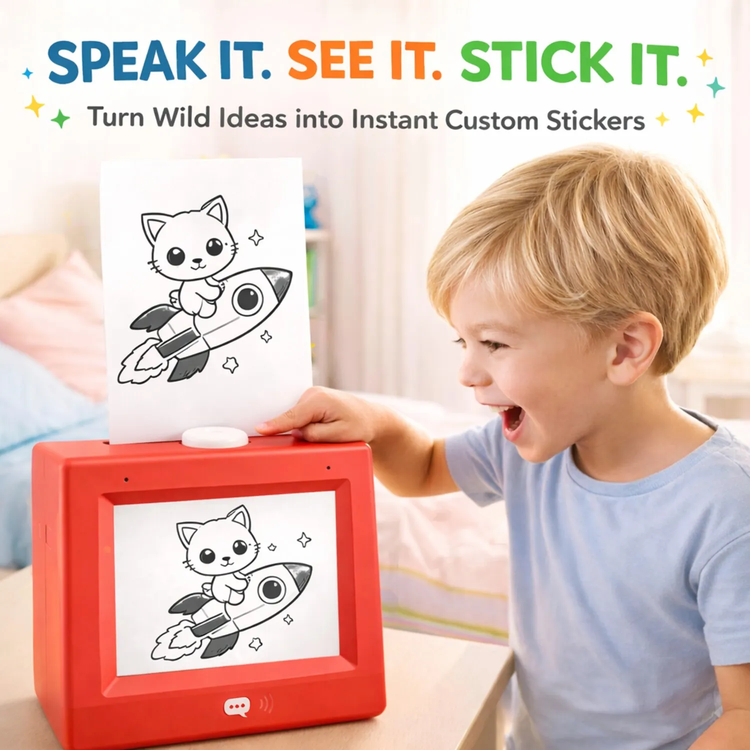 스티커 박스 AI 음성 활성화 스티커 메이커 (어린이용) 즉석 무잉크 감열 프린..