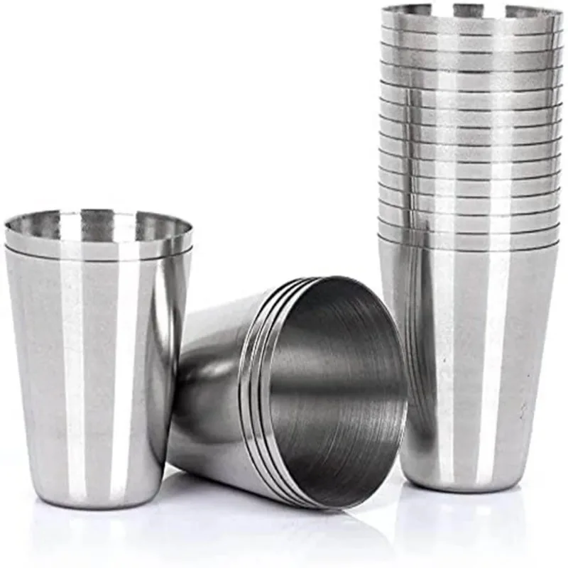20pcs 30 Ml Stainless Steel Wine Glasses Outdoor Camping Coffee Tea Cup Silver Cup Rugged Metal Shooter Suitable