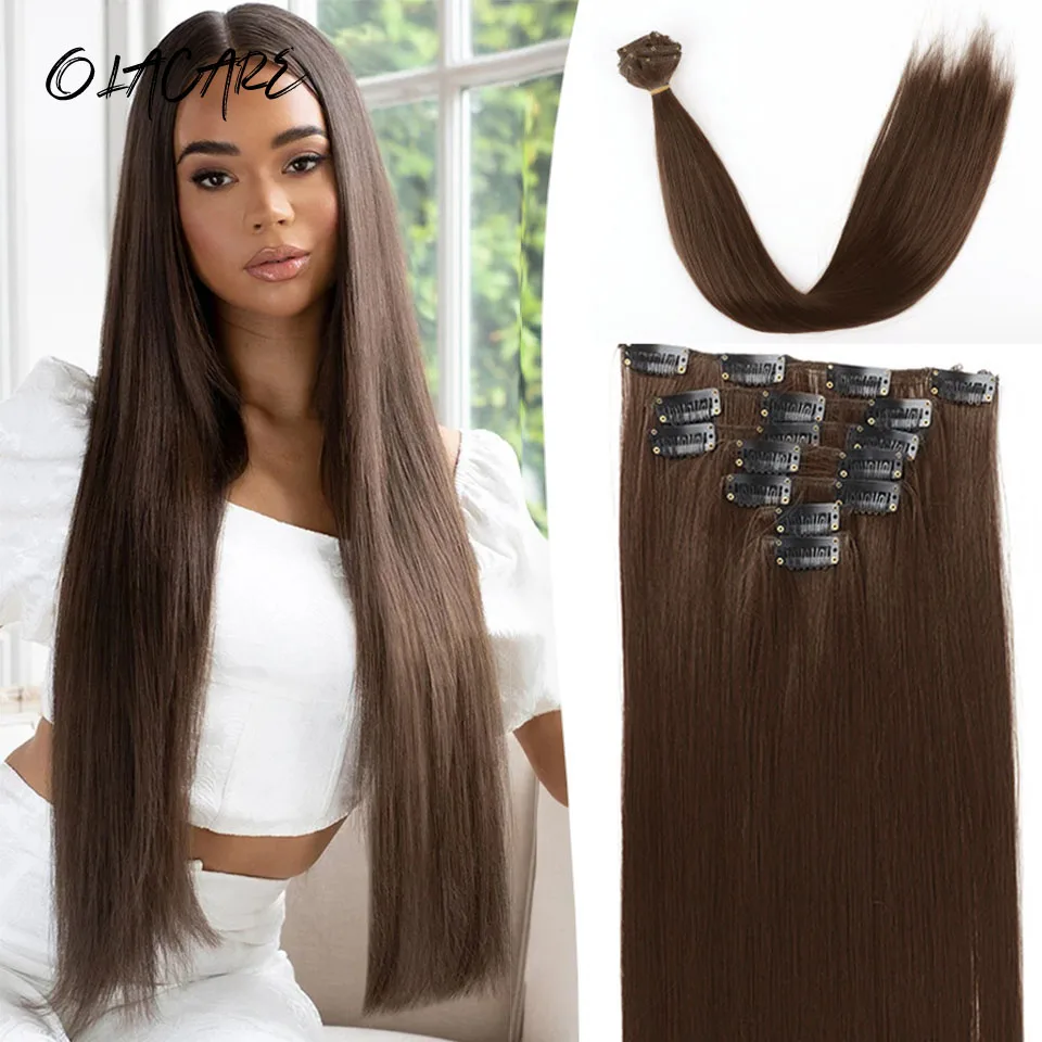 Synthetic Blonde Black Hair Extensions Straight Hairstyle