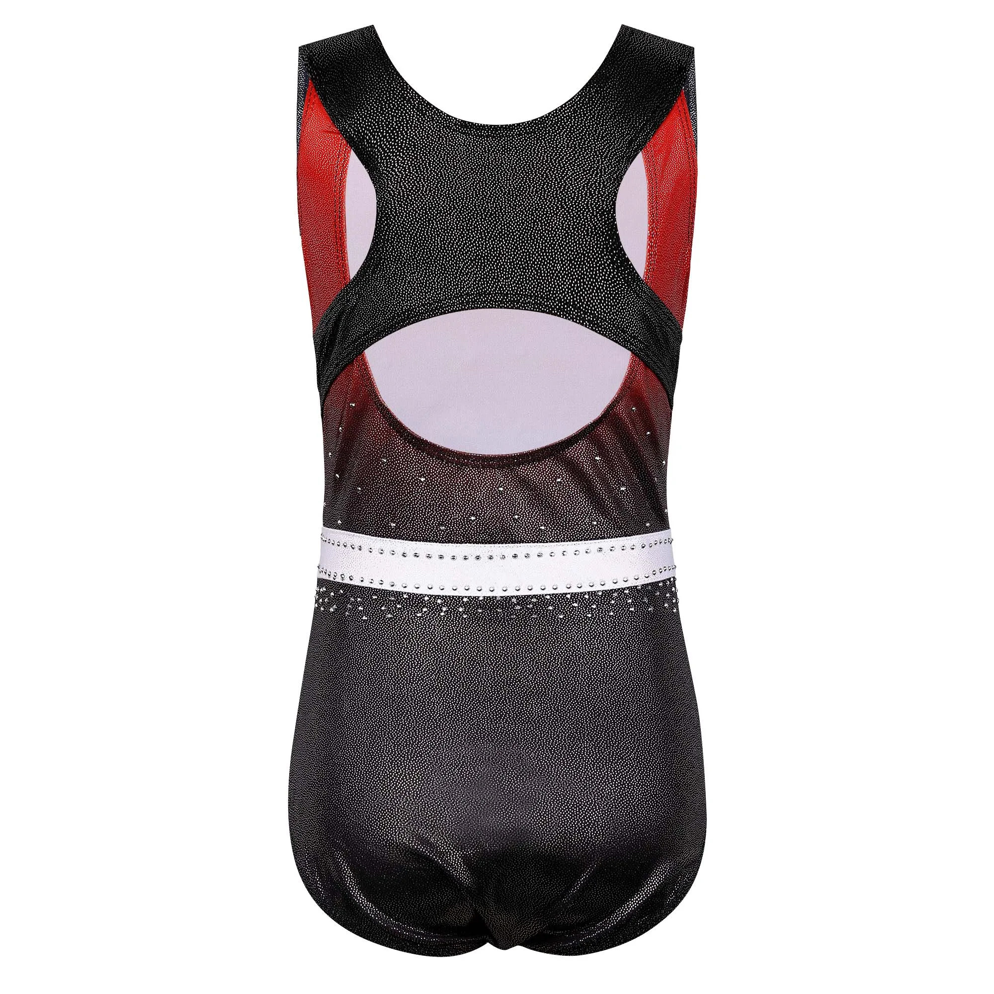 Girls Gradient Gymnastics Leotard Sleeveless Ballet Dancewear Ballerina Professional Practice Outfit Performance Costume