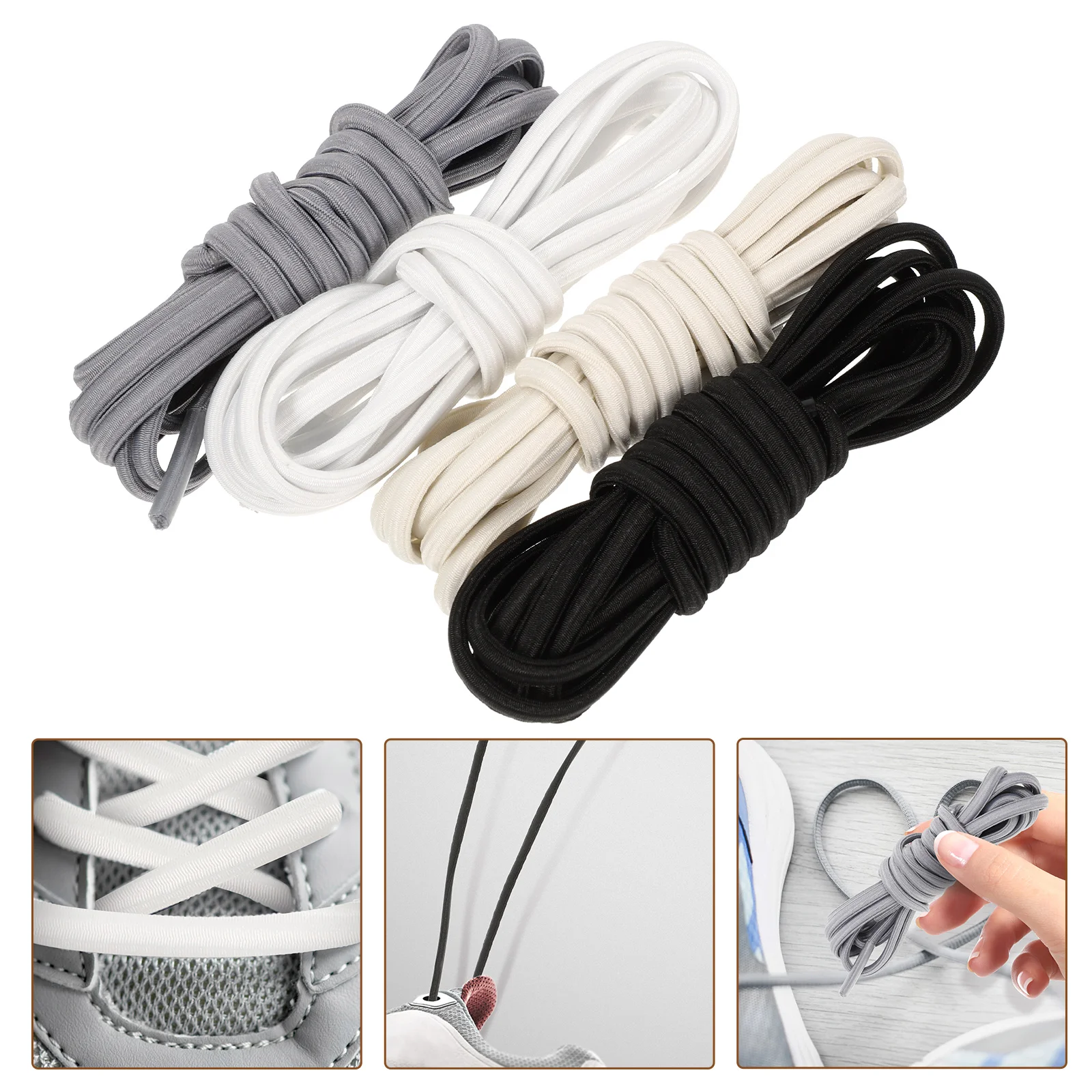 

Free Elastic White Shoelaces Sneaker Straps Sports for Sneakers Tieless Adults Kids White
