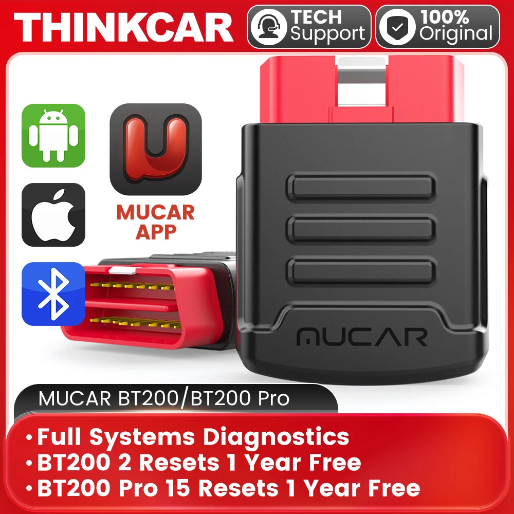 MUCAR BT200/BT200 Pro OBD2 Bluetooth Outil De Diagnostic Système Complet Diagnostiquer L'huile SAS 15 Réinitialiser Le Scanner OBD 2 Pour Tous Les Lecteurs De Code De Voiture