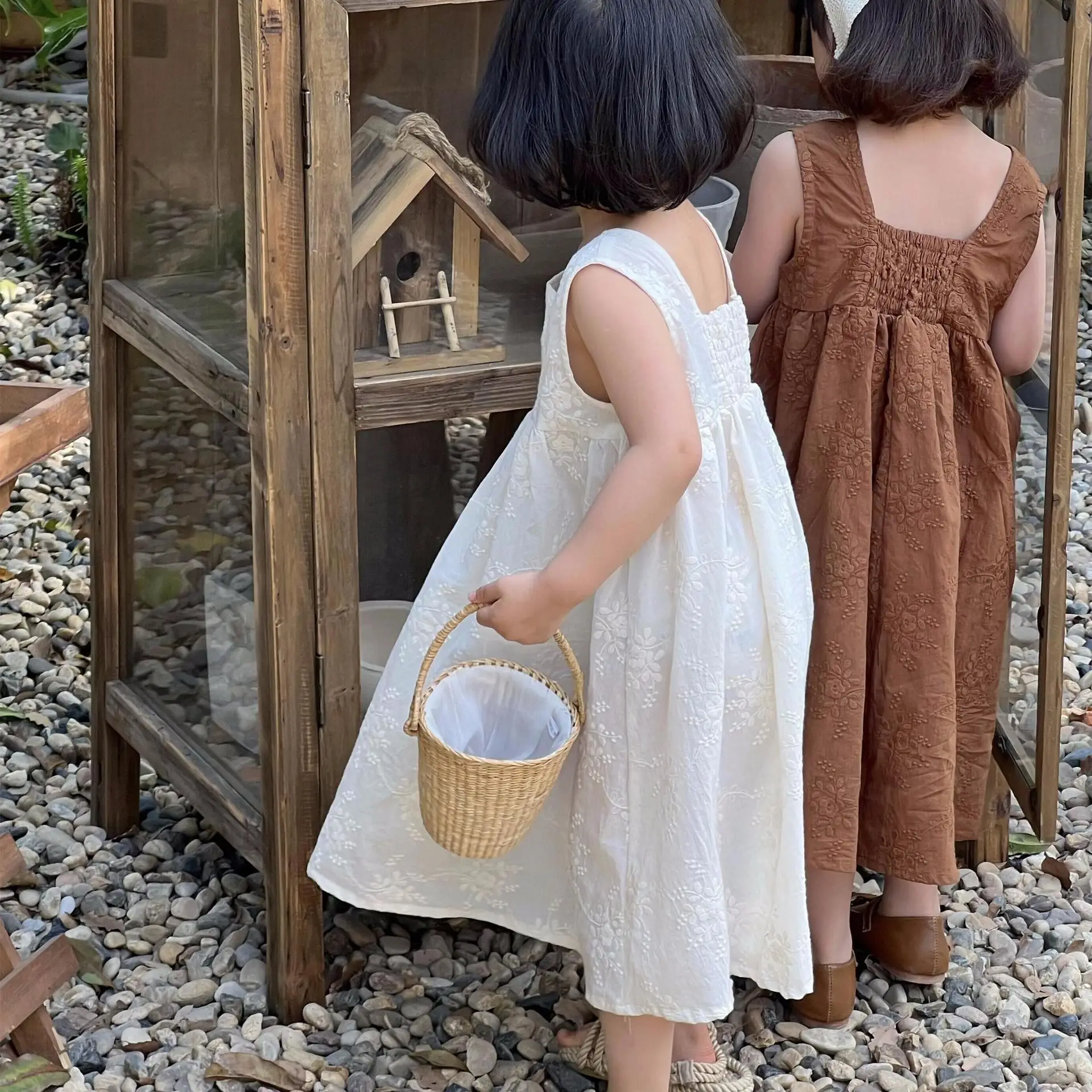 

Sleeveless Tank Top Girls Casual Dresses Cotton Korean Baby Toddler Clothes Embroidery Children's Clothing Summer Dress