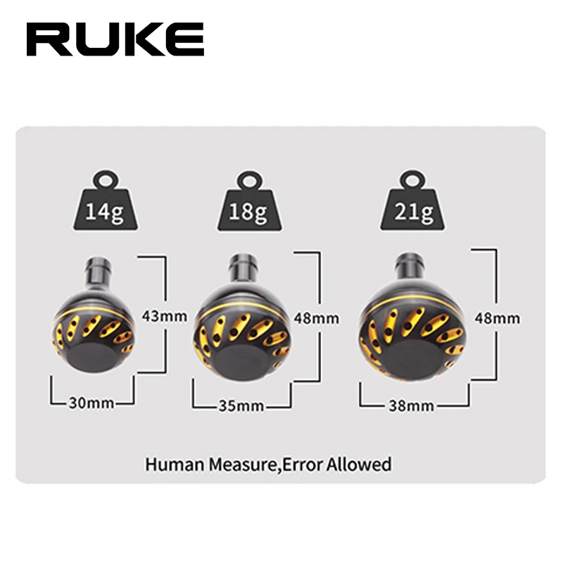 Ruke 1pc Fishing Reel Handle Knob For Daiw/Shima Spinning Reels Knob Diameter 30mm Weight 14g Include 2pcs Bearings 4pcs Washers