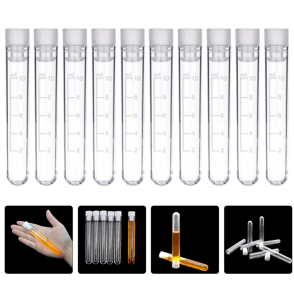 

50 Pcs Test Tube Glass Containers for Liquids Plastic Tubes with Cover Sample Scientific Theme Party Decor