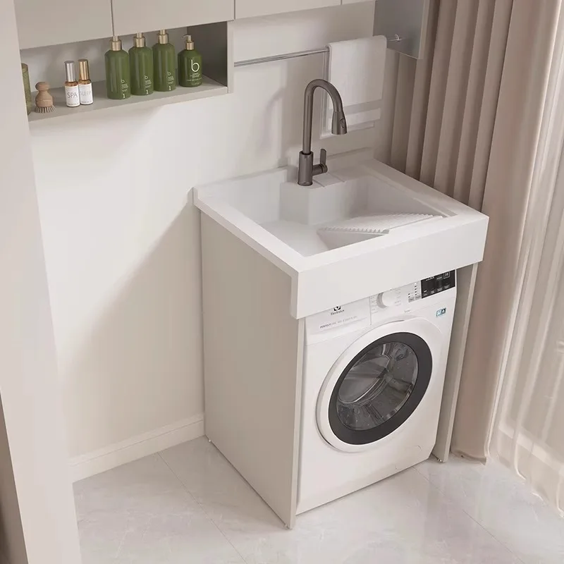 Laundry cabinet small apartment balcony integral washing machine significant other cabinet combination integrated basin