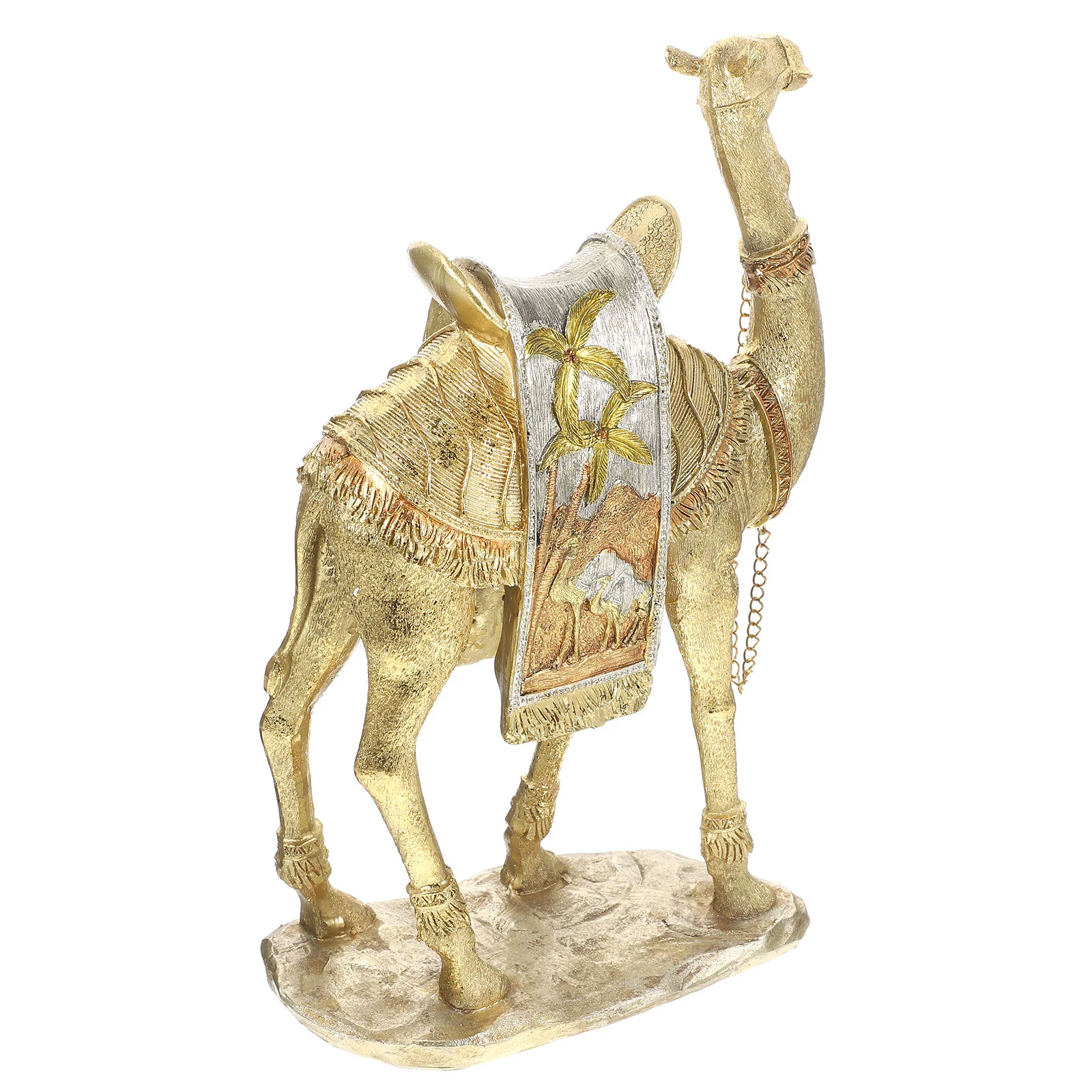

Brass Camel Figurine Wild Life Animal Statues Desert Camel Decor Ornament Standing Camel Saddle Blanket Contemporary
