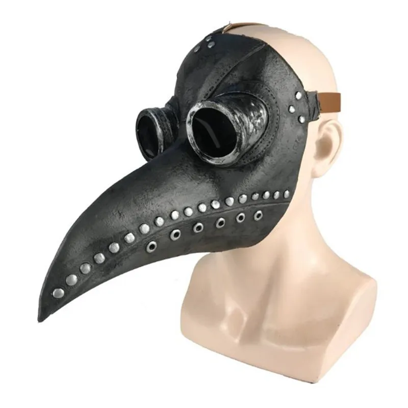 Black Rubber Plague Doctor Mask - Long Nose Steampunk Latex Halloween Cosplay Prop (5-Pack)