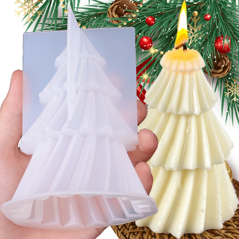 3D Christmas Tree Candle Silicone Mold DIY Christmas Candle Making Kit Handmade Soap Plaster Resin Baking Tools Holiday Gifts 517f christmas gnome candle mold gnome silicone mold for making candle soap plaster ornaments christmas gnome decorations