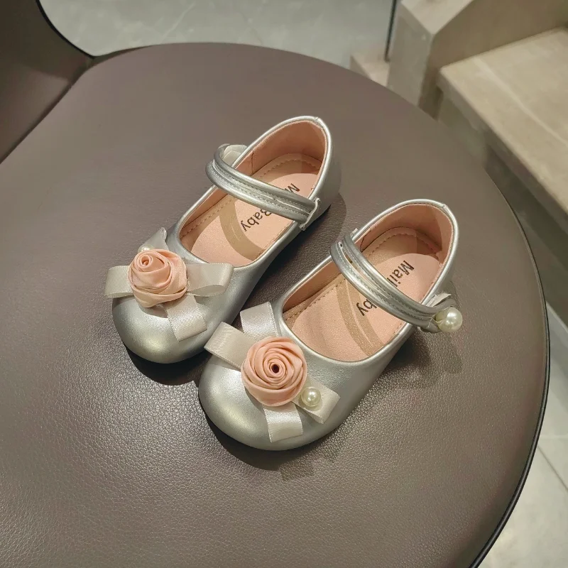 Girls Princess Shoes New Kids Fashion Flower Leather Shoes Children Elegant Temperament Dance for Party Wedding