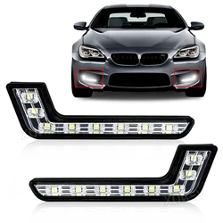 2Pcs Universal 8LED Daytime Running Light 12V L-Style DRL White Light Waterproof Driving Bumper Fog Light Auto Car Accessories