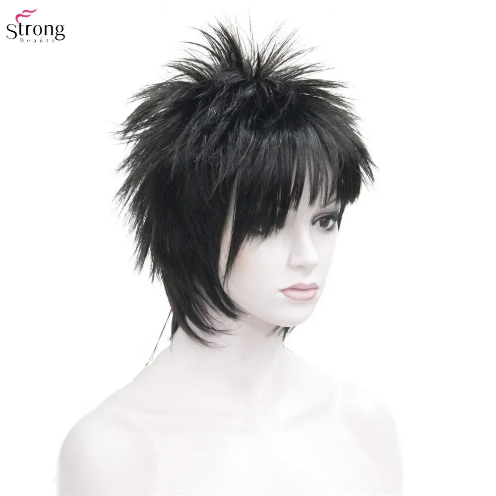 Parrucche sintetiche acconciatura punk capelli corti lisci parrucca  nera/rossa uomo StrongBeauty - AliExpress, image size:1000x1000