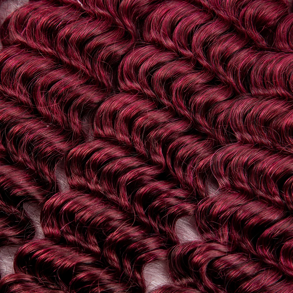 Nabi Boho Braids Human Hair Burgundy Hair Braiding Bundles Deep Wave Hair Extension Braids Curly Hair Extension Bulk for Women 4