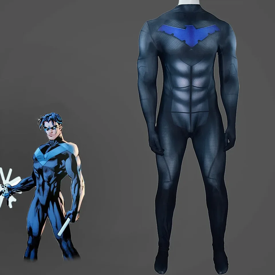 Titans Nightwing Cosplay Kostuum Spandex 3d Gedrukt Zentai Suits Halloween  Kostuum Superheld Cosplay Bodysuit Voor Volwassenen/Kinderen - AliExpress, image size:960x960