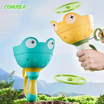 Flying Disc Launcher Toy Frog Catches Toy Outdoor Games Children  Fly Disc Pull String Throw Catch Jump Toys for Kids Pets 1
