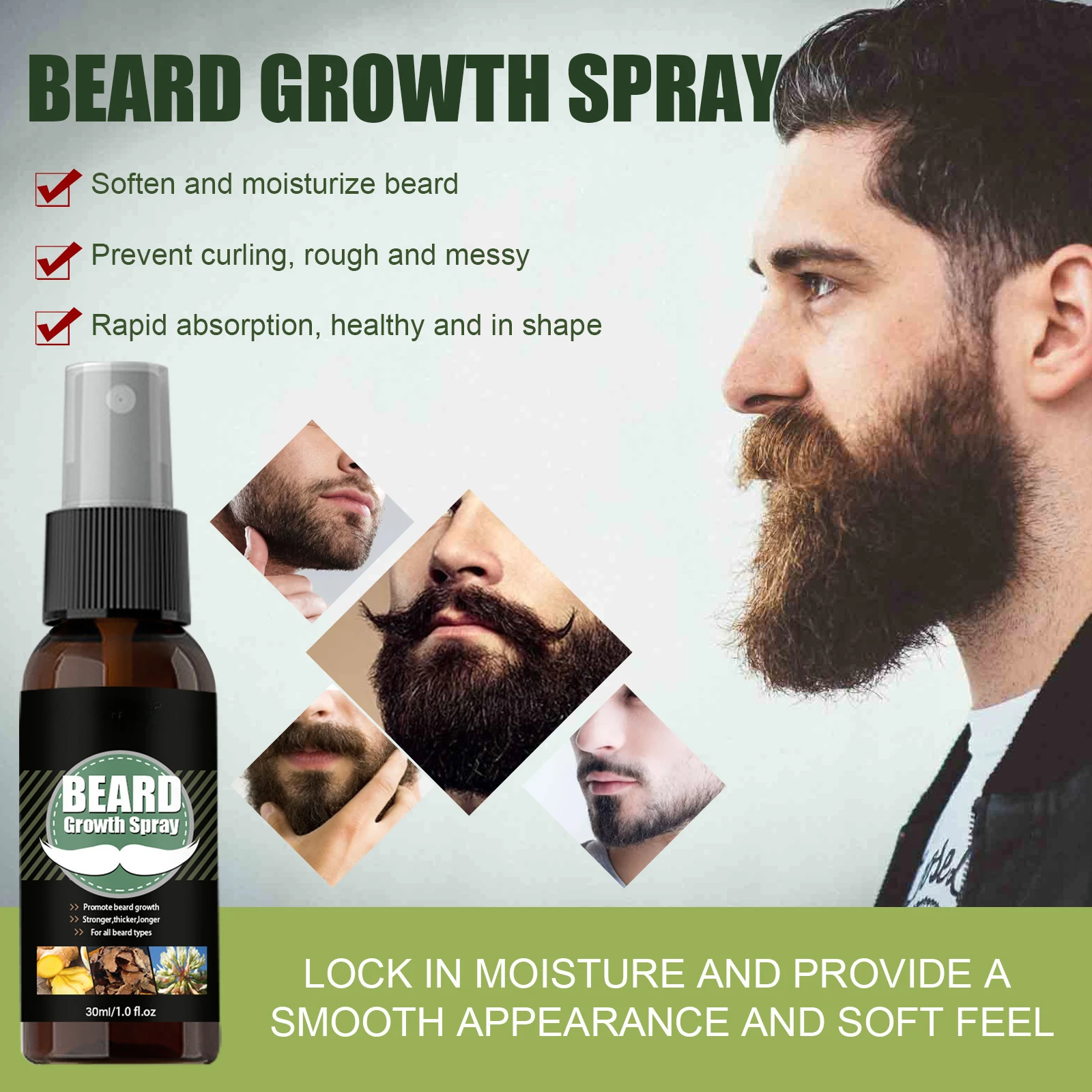 Beard growth fluid eyebrow growth fluid dense hair temples chest hair anti curling soft and moisturizing essential oil for beard 100ml east moon dense hair spray anti hair loss solid hairs moisturizing strong thick hair scalp massage repair hairs quality